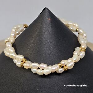 Avon Freshwater Pearl & Gold Tone Bracelet 6.5"